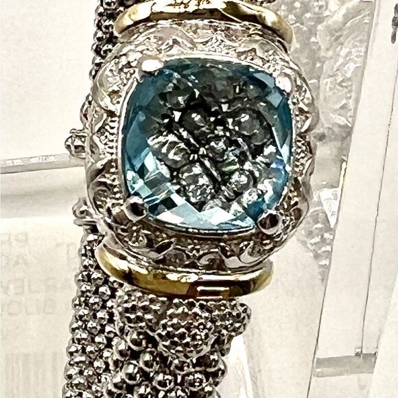 Phillip Gavriel renaissance Cushion Blue Topaz Cuff Bangle - Picture 12 of 15